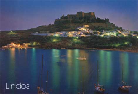 lindos at night