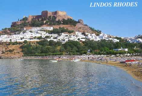 lindos village photo from beach